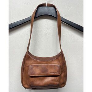 Fossil Brown Leather Shoulder Bag Purse Small Y2K